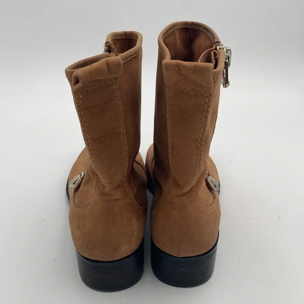 Antonio Melani Brown Ankle riding Boots Women 7.5 leather Side Zipper casual Y2K